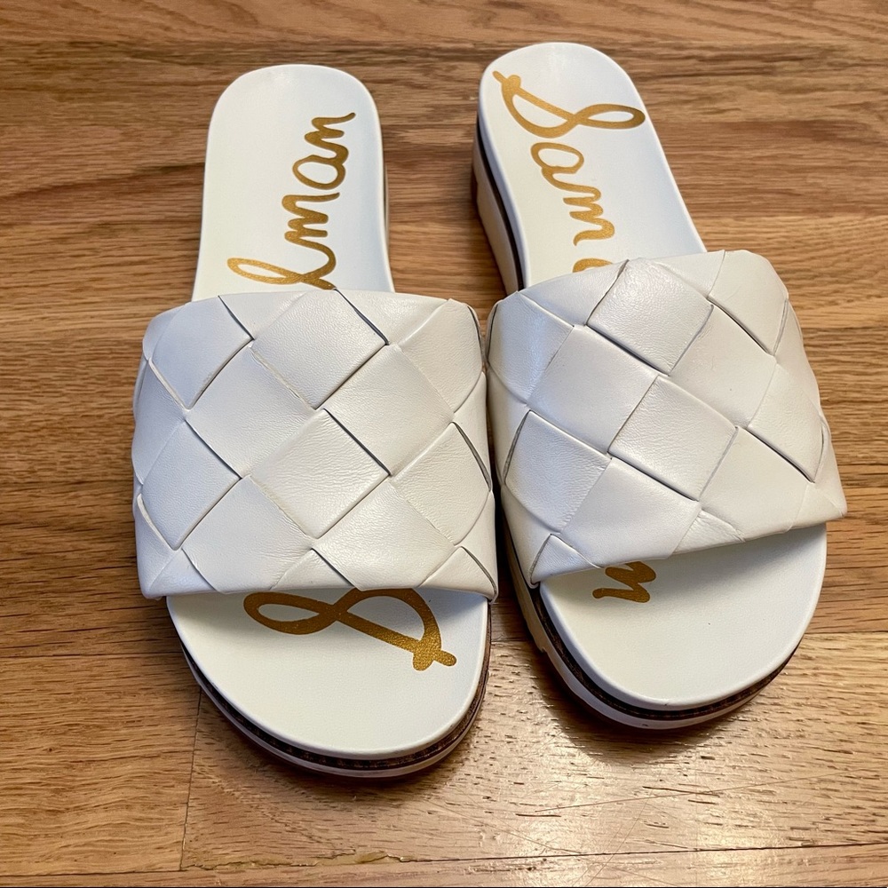 Sam Edelman White Adaley Woven Slide Sandals 7